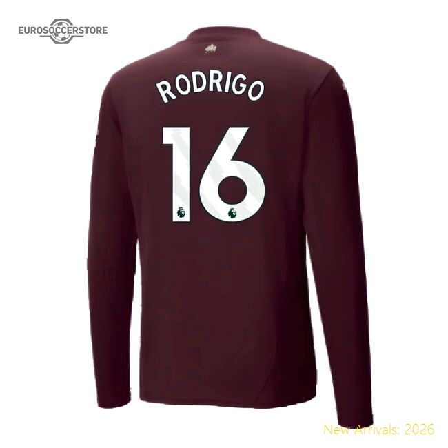 Authentic 2024-2025 Man City Third Long Sleeve Shirt (rodrigo 16)