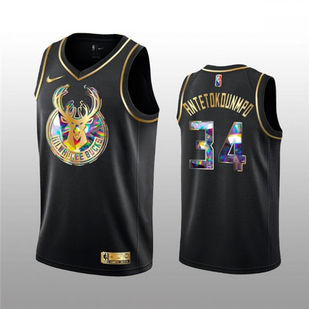 Performance Authentic Men's MIL #34 Giannis Black Basketball Jersey