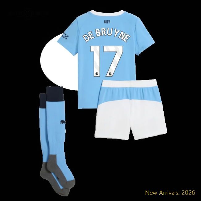 Premium 2025-2026 Man City Home Mini Kit (de Bruyne 17) - Premium
