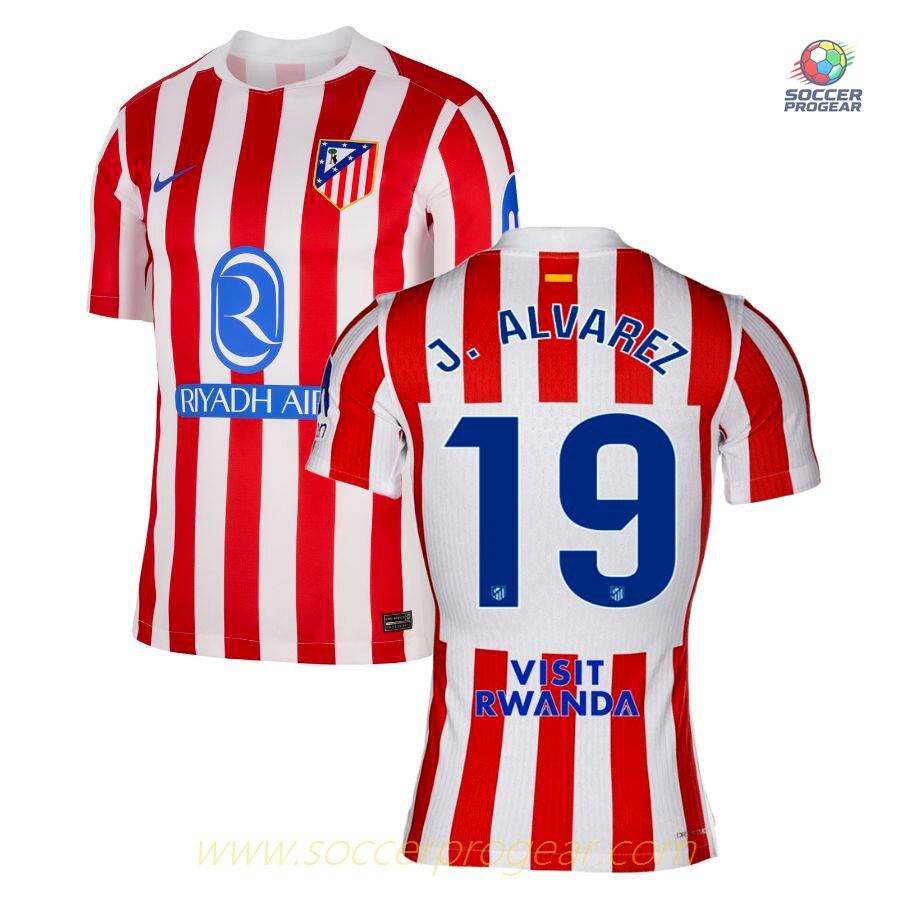 Atletico Madrid Home Team Soccer Jersey 2025-26 Edition Alvarez