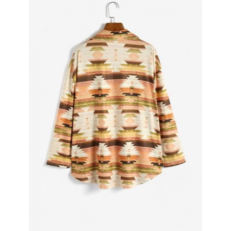 Ethnic Geo Print Front Pocket Shirt YX8880