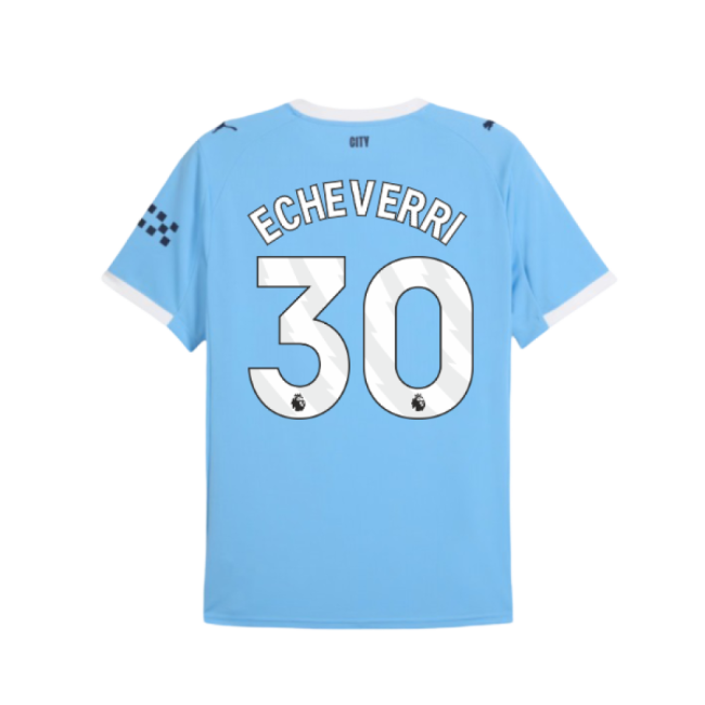 Man City 2025-20 Home Football Kit Echeverri Name & Number M S