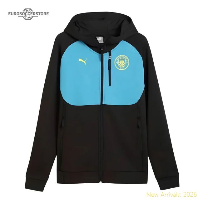 Authentic 2024-2025 Man City Pumatech Full Zip Hoody (black)