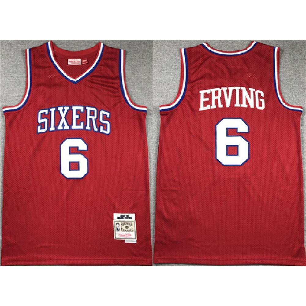 Premium Quality Men's Sixers #6 Julius Red Basketball Jersey