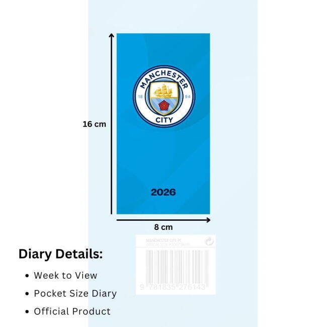 retro Manchester City FC Slim Diary 2026