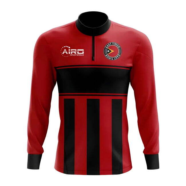 East Timor Concept Football Half Zip Midlayer Top (Red-Black)