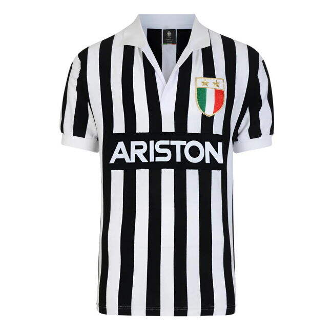 Score Draw Juventus 1984 Retro Football Shirt (PLATINI 10)
