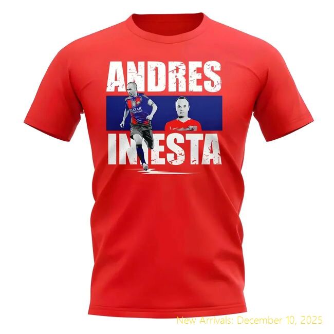 Andres Iniesta Player Collage T-Authentic Shirt (Red) - Great Deal
