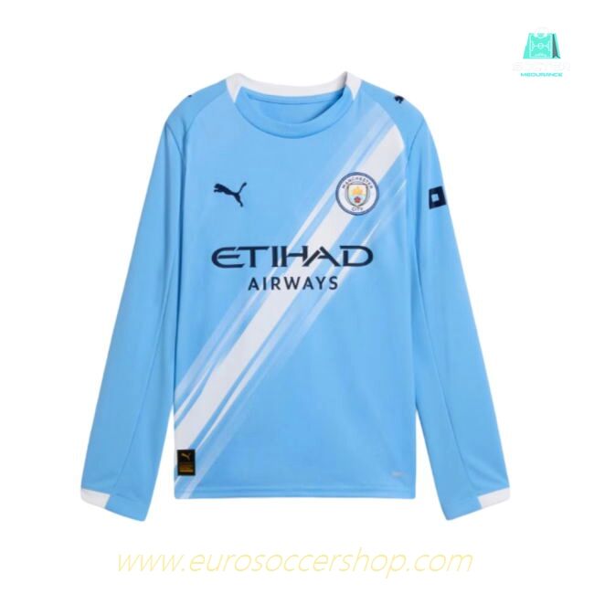 2025-2026 Man City Long Sleeve Home Shirt (Kids) (Reijnders 4)