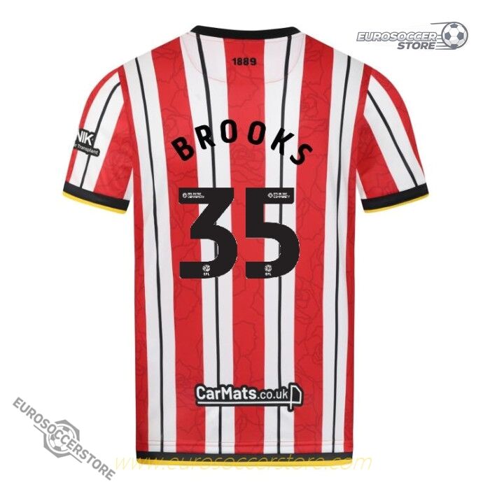 Sheffield United's 24-25 Season Home Jersey with BROOKS 35 Printing