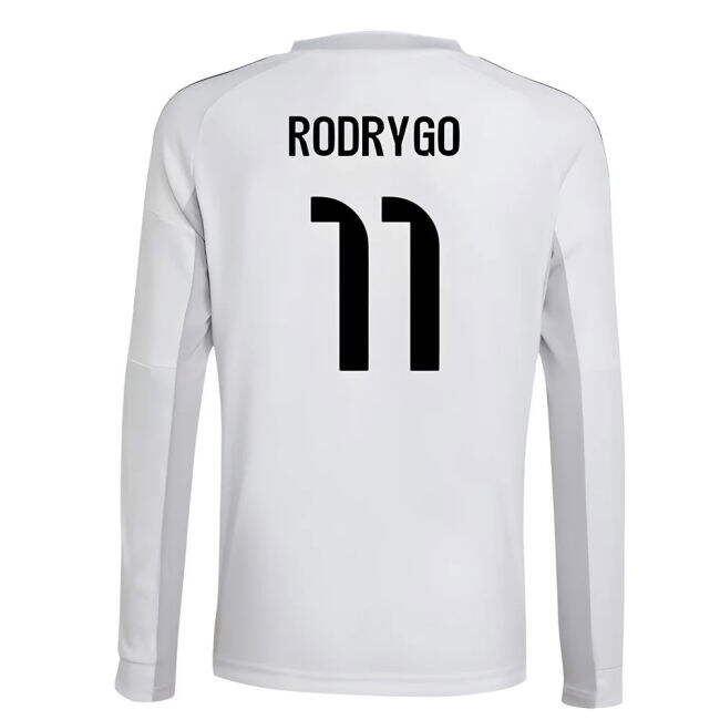 2025-2026 Real Madrid Long Sleeve Home Shirt (Kids) (Rodrygo 11)