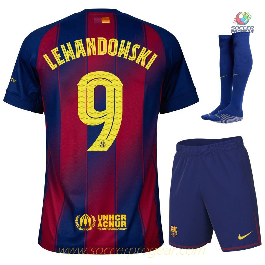Barca Home Soccer Uniform Children Team Jersey 2025/26 Collection Lewandowski