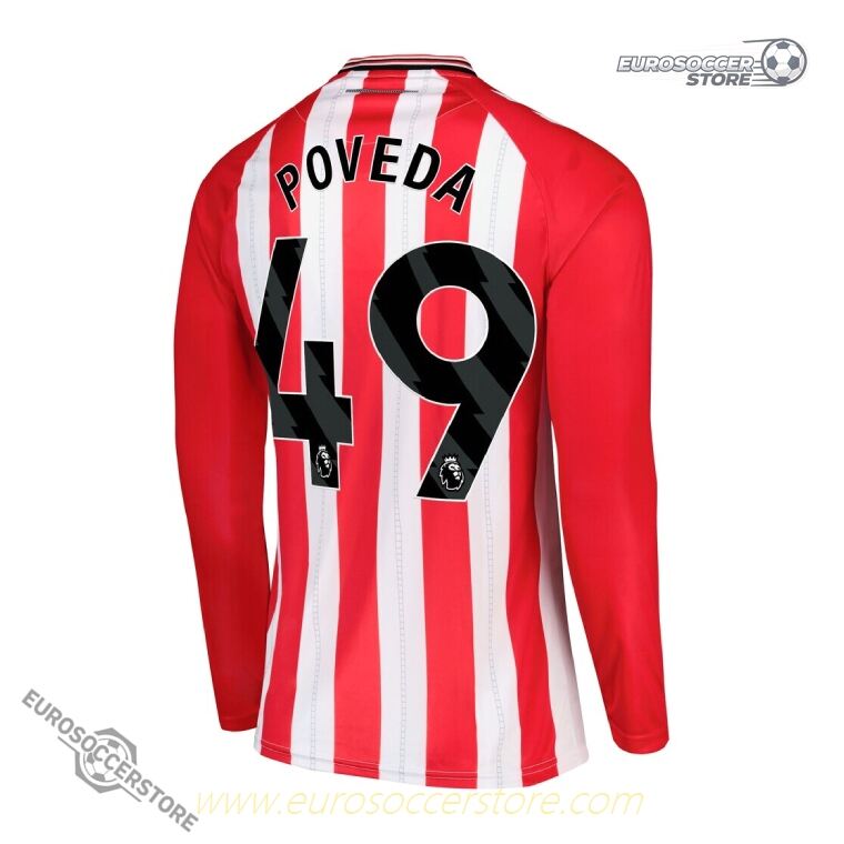 Sunderland's 25-26 Home Long Sleeve Jersey in POVEDA 49 Version