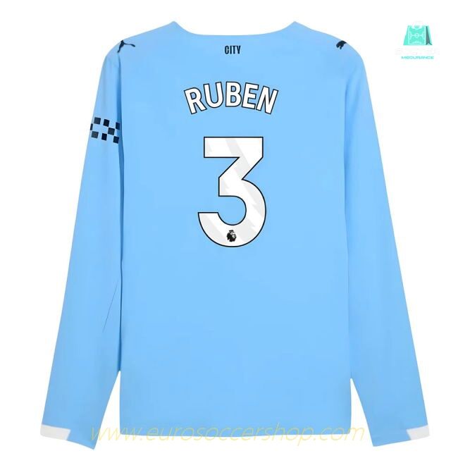 2025-2026 Man City Authentic Long Sleeve Home Shirt (Ruben 3)