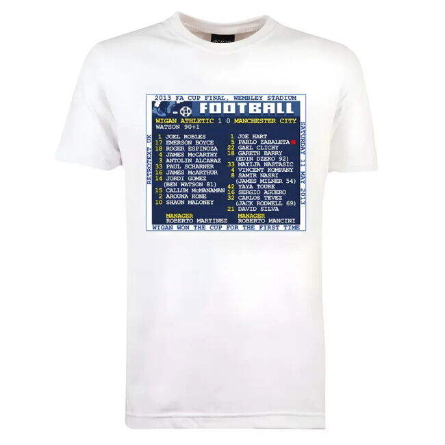 Trendy Wigan 2013 FA Cup Final (Wigan Athletic) Retrotext T-shirt -...