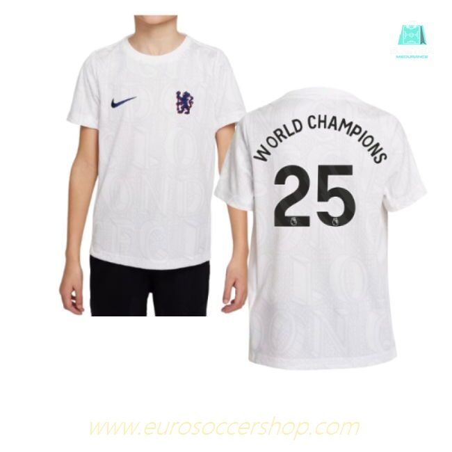 2025-2026 Chelsea Pre-Match Shirt (White) - Kids (World Champions 25)