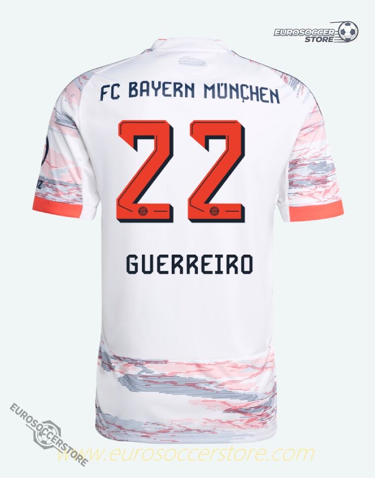 2025-26 Bayern Munich Away Jersey Guerreiro Number 22