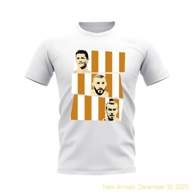 RM Ronaldo Benzema Bale Real Madrid Trio T-Official Shirt (White)