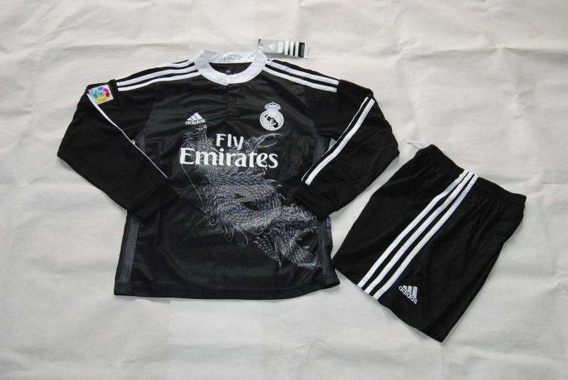 Kids Real Madrid 1415 Black Away Soccer KitShirtShorts - Official