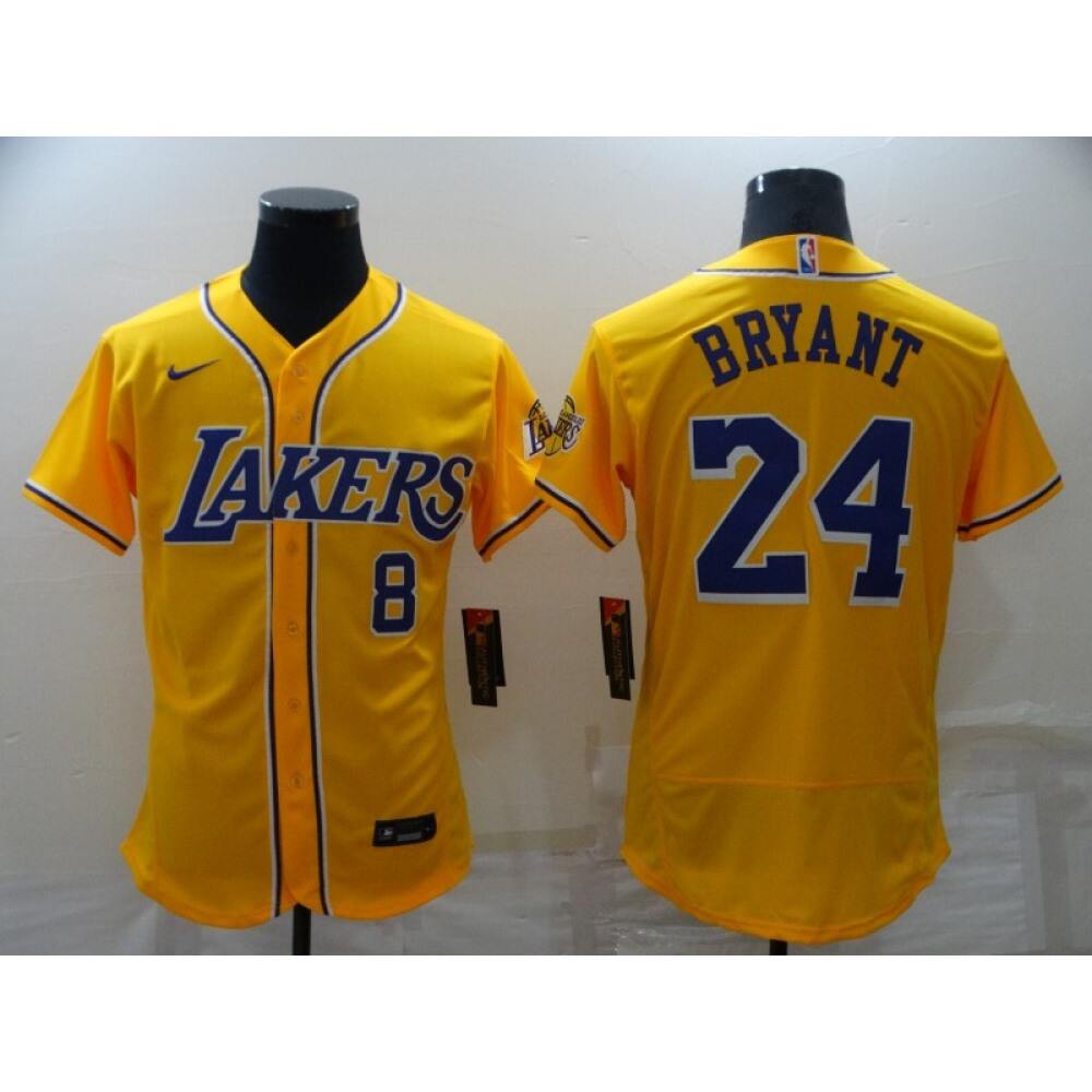 Cost-Effective Men's LA Lakers #8 Back Yellow Basketball Jersey