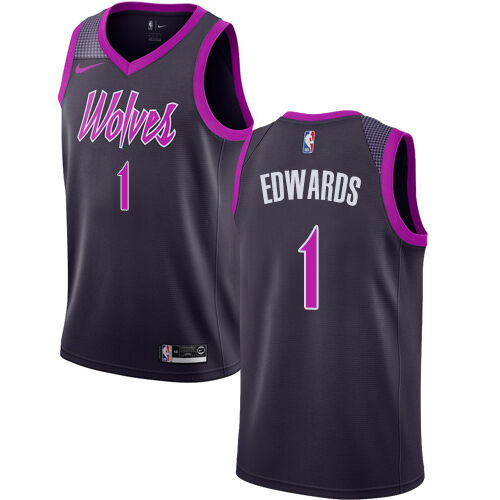 MIN Anthony Edwards #1 Elite 2018 City NBA Swingman Jersey Purple