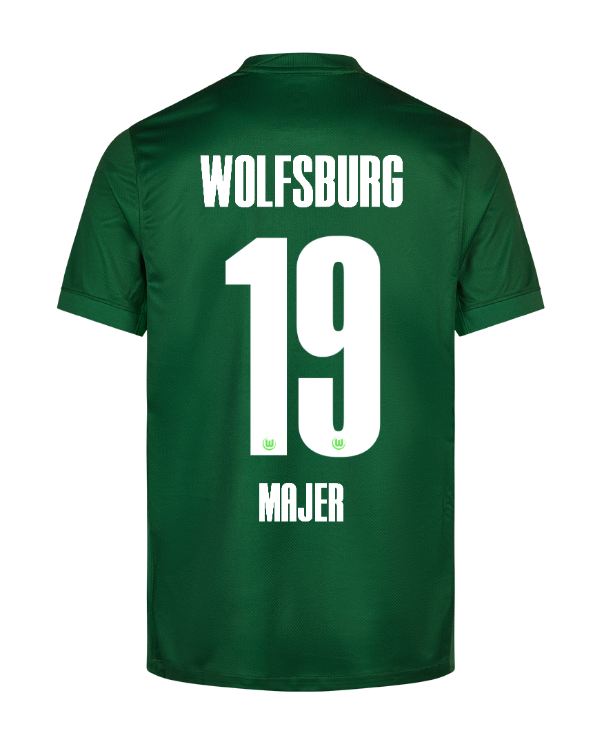 VfL Wolfsburg 2025-26 Home Jersey with MAJER 19 Printing