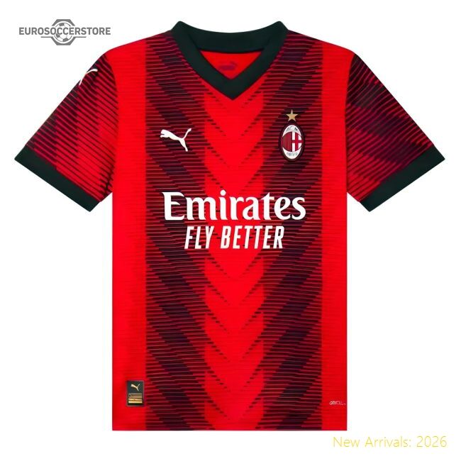 Match-ready Ac Milan Home Jersey 2023-2024 Quick-dry Adidas Climacool