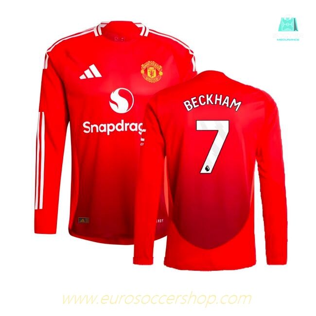 2024-2025 Man Utd Authentic Long Sleeve Home Shirt (Beckham 7)
