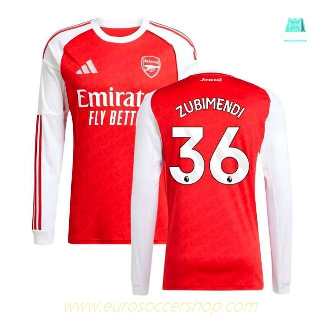 2025-2026 Arsenal Long Sleeve Home Shirt (Zubimendi 36)