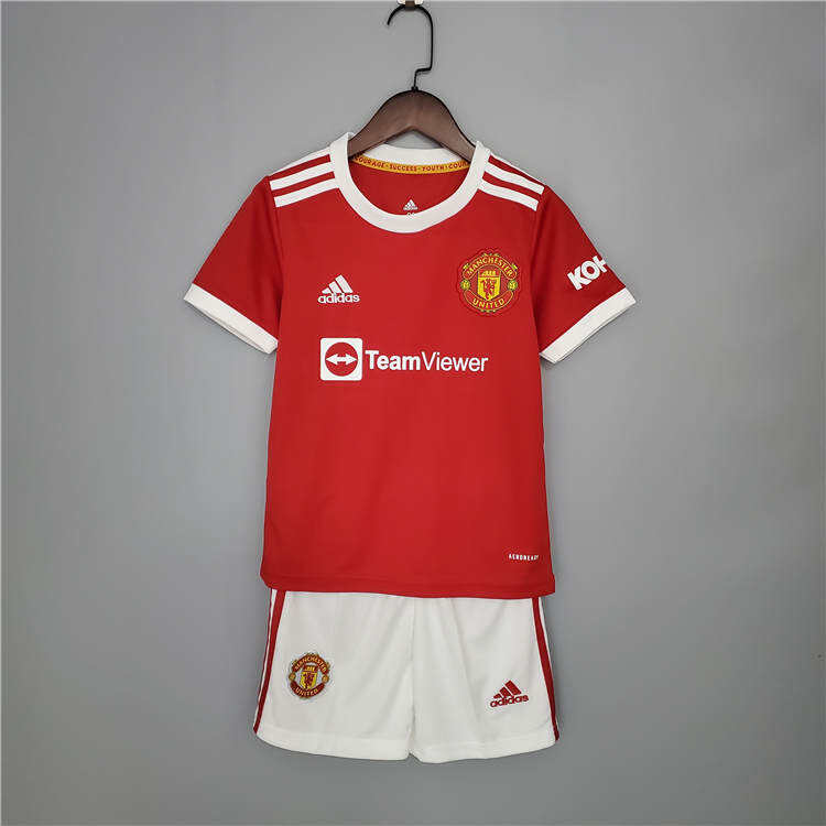 Kids Manchester United 21-22 Ronaldo 7 Home Red Soccer Jersey