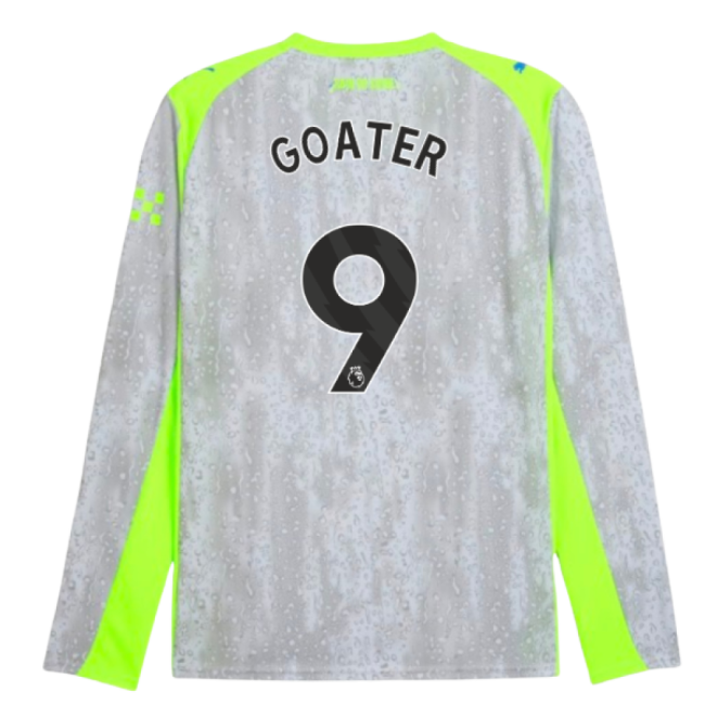 2025-2026 Man City Long Sleeve Third Shirt (Goater 9) - authentic s...