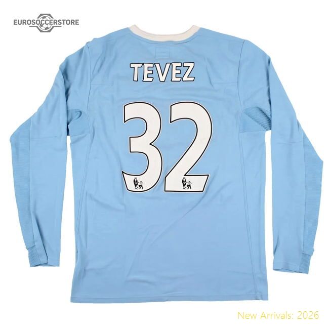 Premium Manchester City 2009-10 L/s Home Shirt Tevez #32 (s) (very