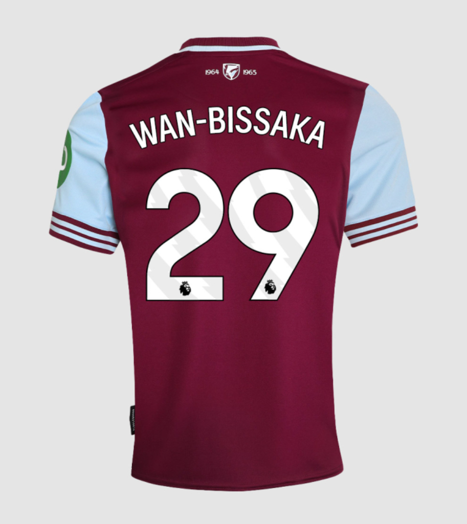 24-25 West Ham United Home Football Jersey for WAN-BISSAKA, Number 29