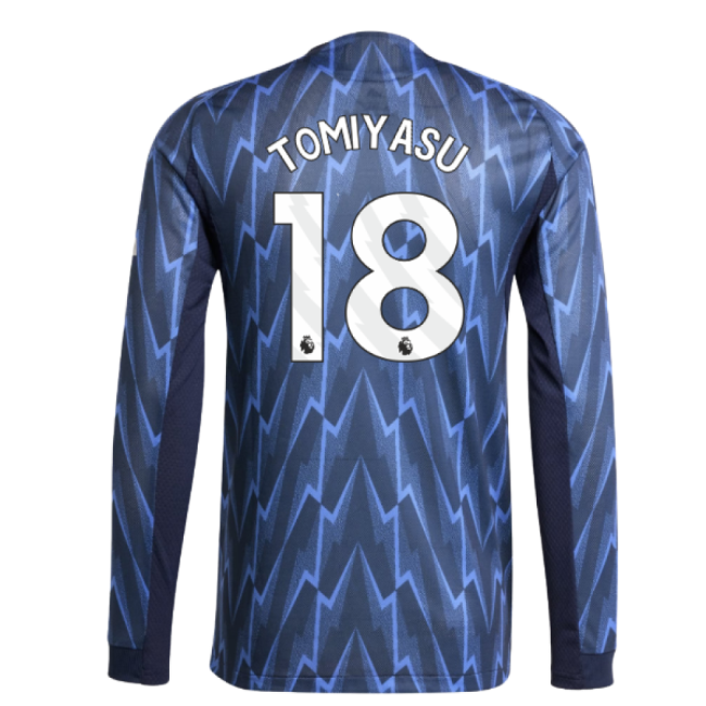 2025-2026 Arsenal Authentic Long Sleeve Away Kit (Tomiyasu 18)