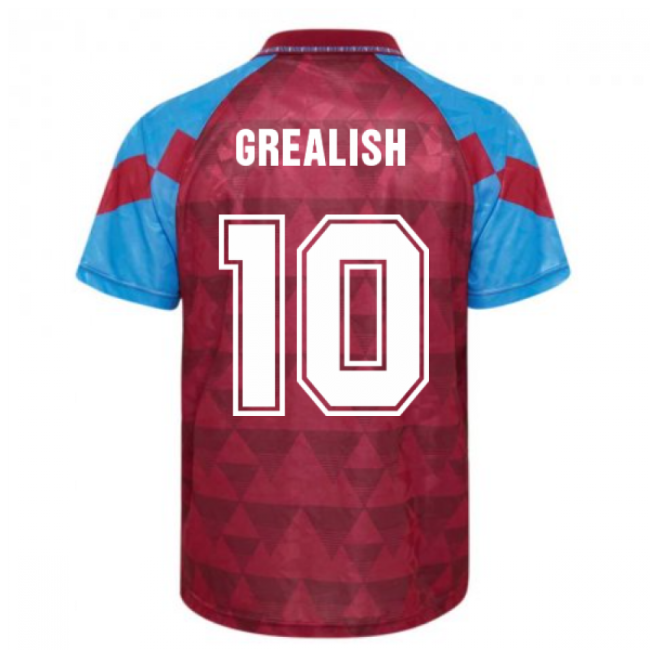 Authentic Score Draw Aston Villa 1990 Retro Football Shirt (grealish