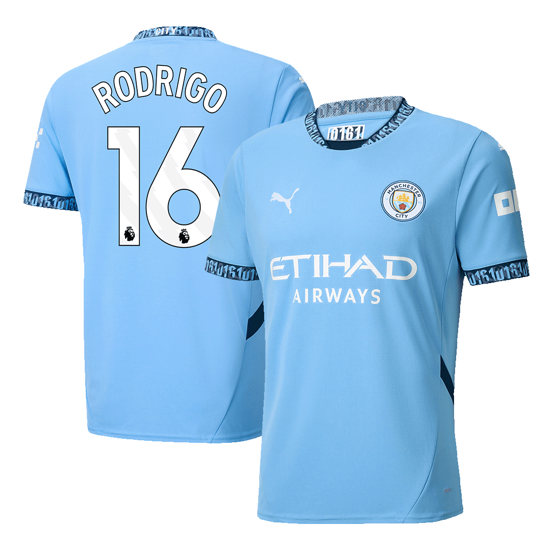 RODRIGO #16 Manchester City Home  Soccer Jersey 2024/25 Authentic Kit