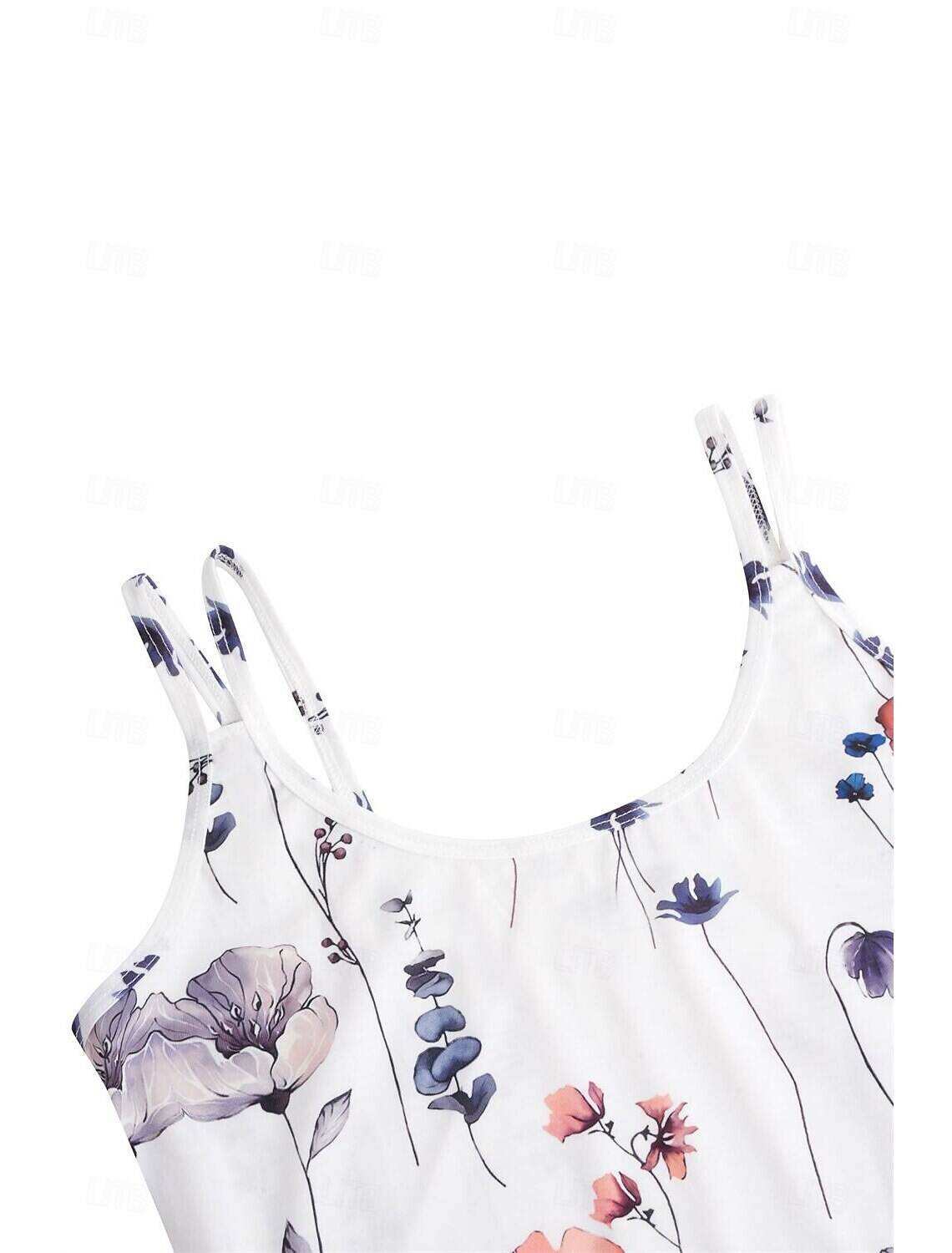 Women's Floral Print Tank Top Pink Blue Sleeveless Adjustable Straps Casual Summer Beachwear Flowy Loose Fit