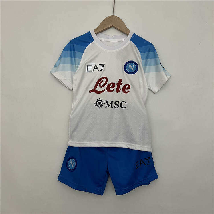 Kids 2324 Napoli Away White Football Kit ShirtShorts - Official