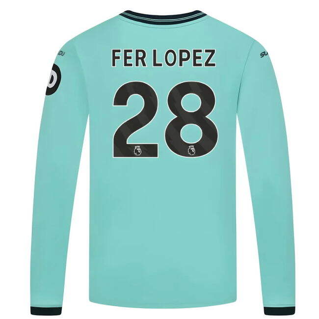 Kids Fer Lopez 28 Wolves Soccer Club Trendy Away Football Shirt