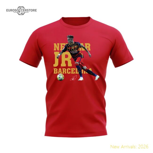 Top-Quality Performance Neymar Barcelona Player Tee (Red)