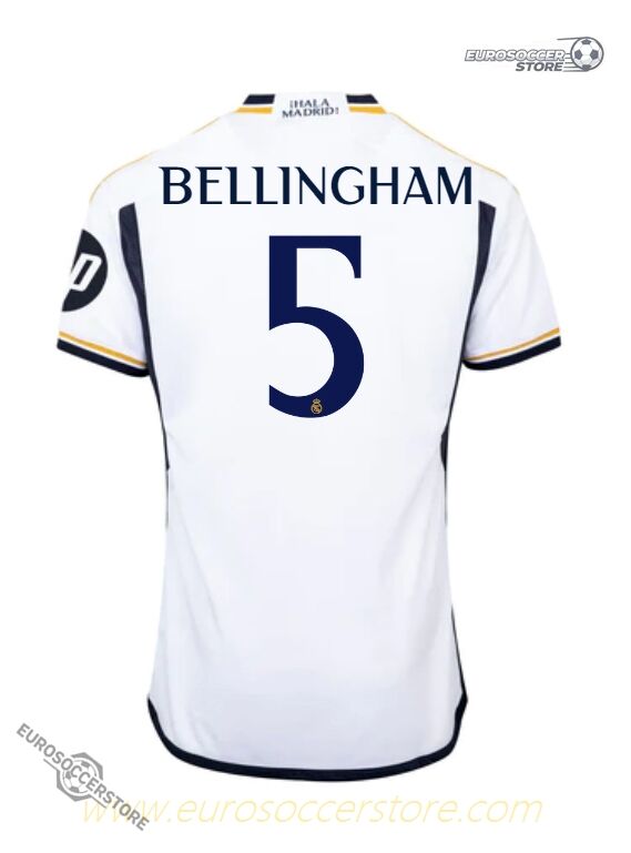 Real Madrid's Bellingham Number 5 Home Football Jersey for the 23-24 Season