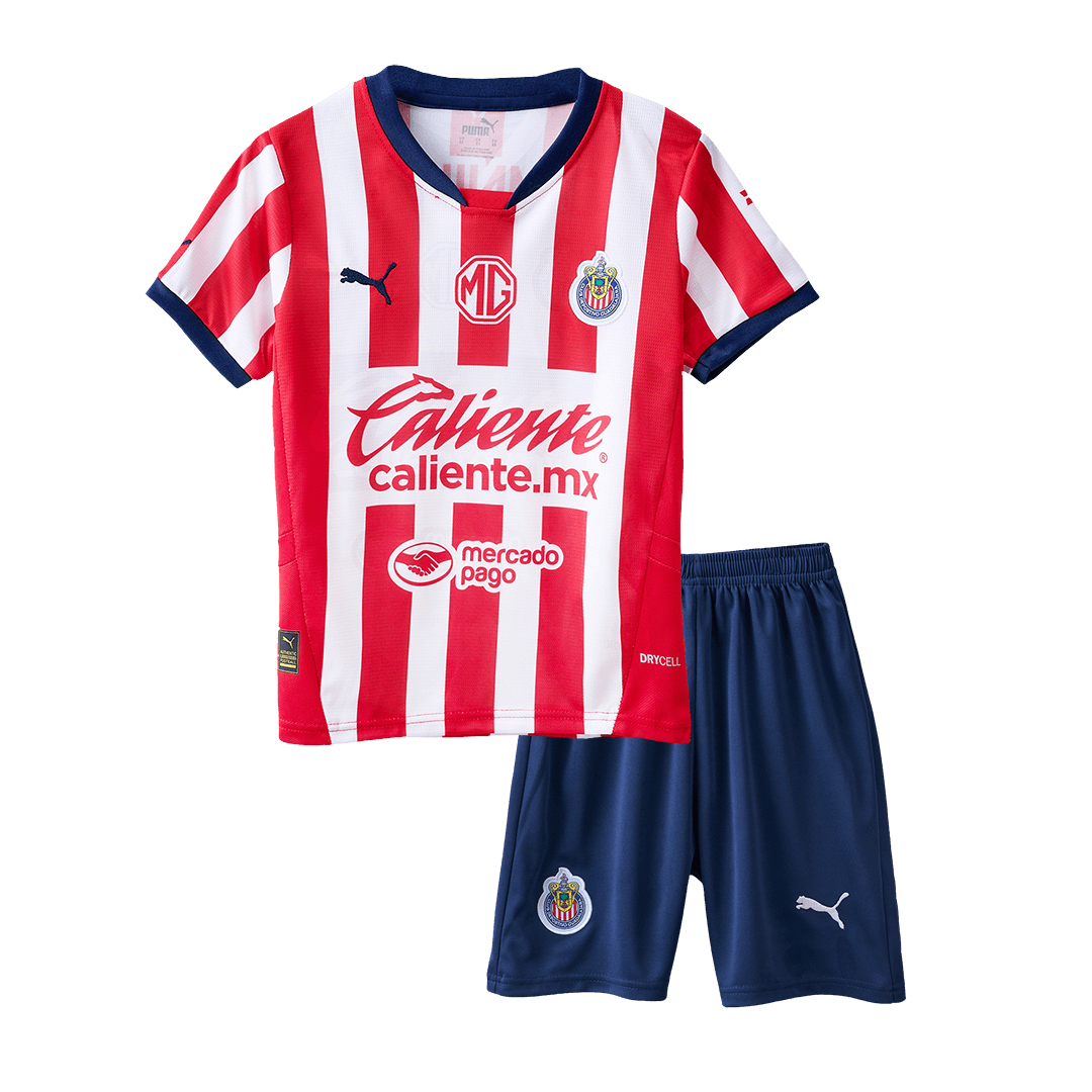 Kid's Chivas Home Soccer Jersey Kit(Jersey+Shorts) 2024/25Authentic Ki