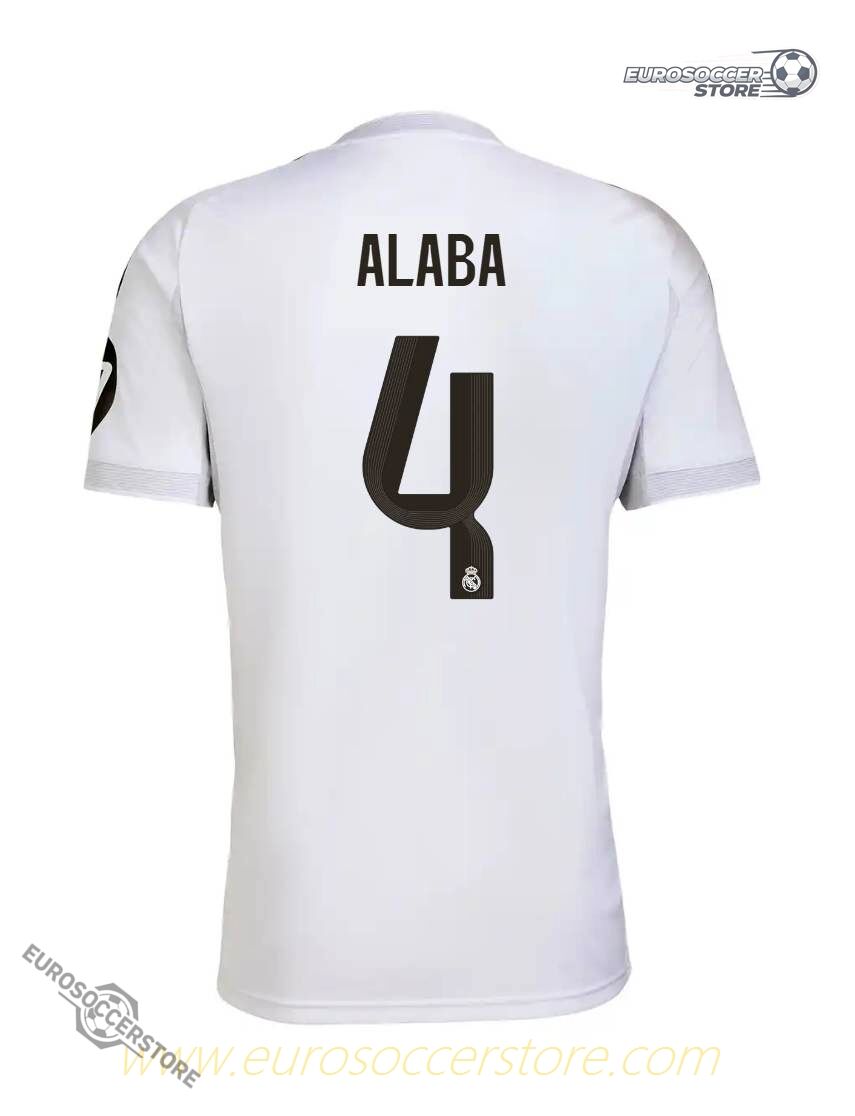 Real Madrid's 25-26 Home Jersey featuring Alaba, player number 4