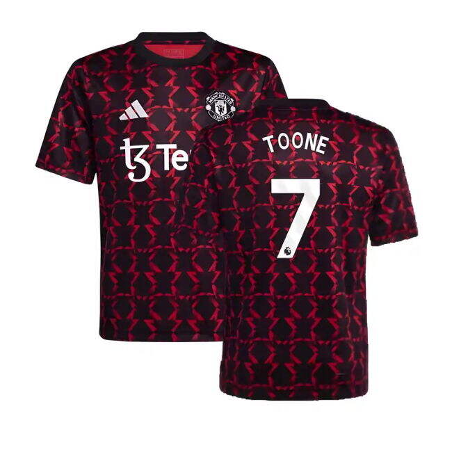 retro 2024-2025 Man Utd Pre-Match Shirt (Black) - Kids (Toone 7)
