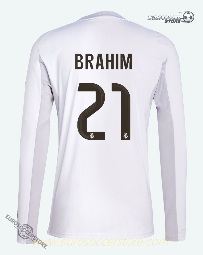 Real Madrid 25-26 Home Long Sleeve Jersey with Brahim 21 Printing