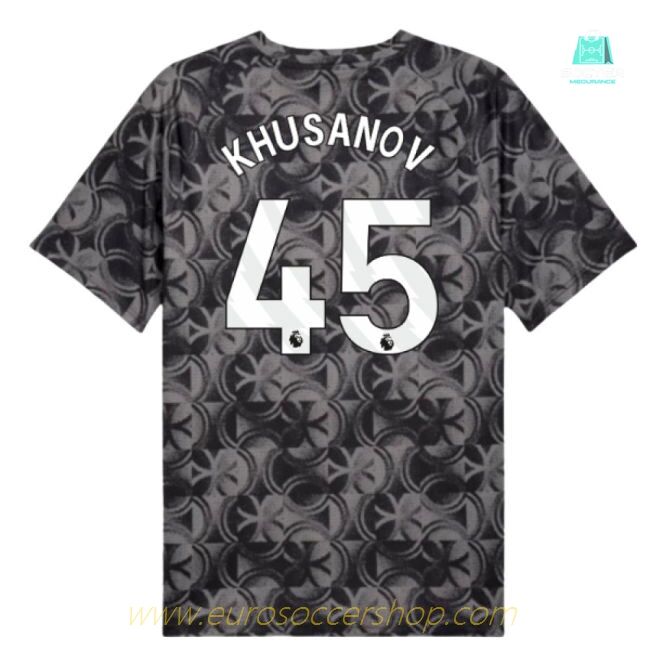 2025-2026 Man City Warm Up Jersey (Black) (Khusanov 45)