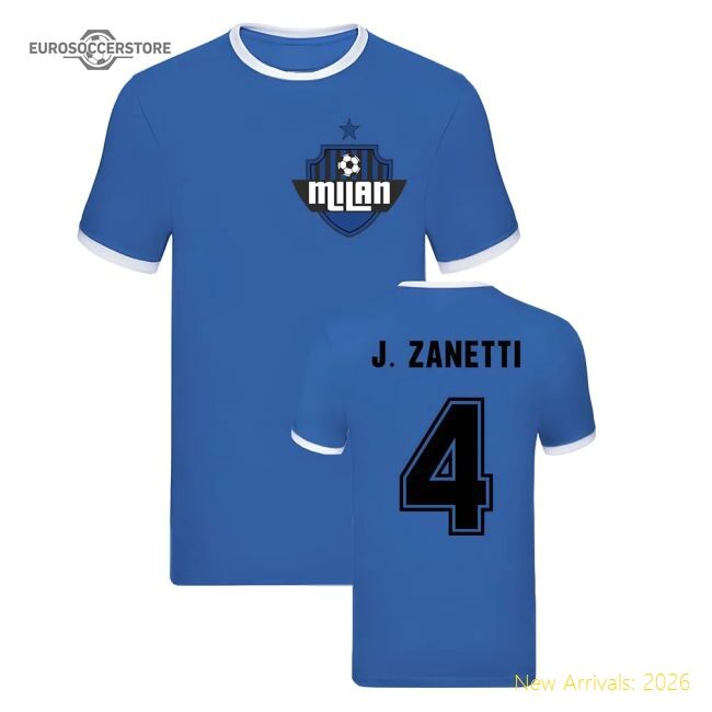 High-quality Javier Zanetti Milan Ringer Tshirt (blue) - Supporter Edition