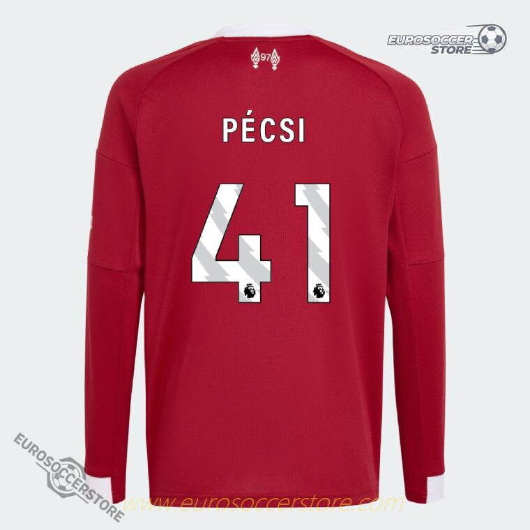 PÉCSI 41's Liverpool Home Long Sleeve Jersey for the 25-26 season.