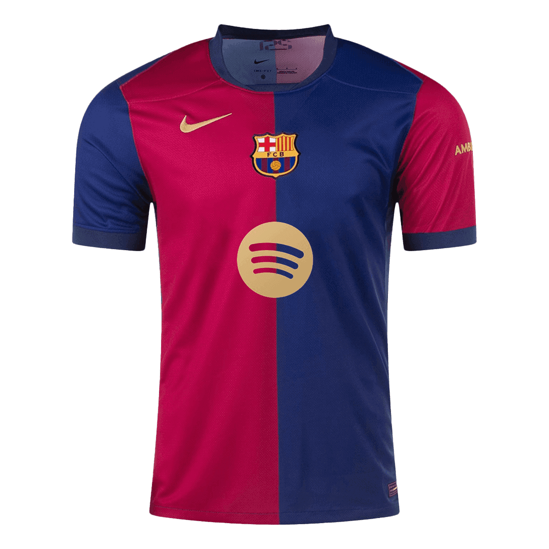 GAVI #6 Barcelona Home Soccer Jersey 2024/25- Spotify Logo Without Tex