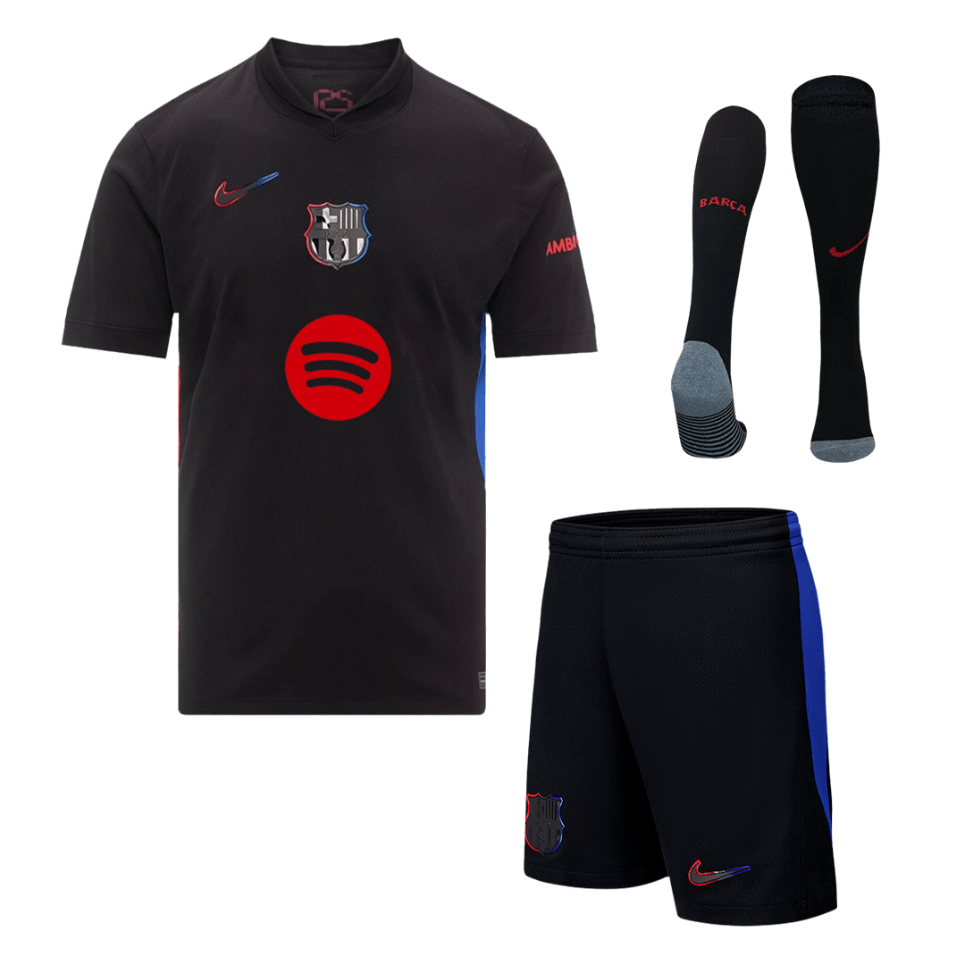 Barcelona Away Soccer Jersey Kit(Jersey+Shorts+Socks) 2024/25- Spotify